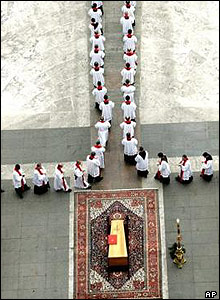 The coffin of Pope John Paul II